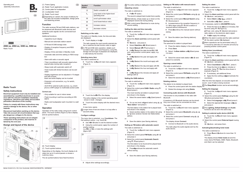 Page n°1 - Manuel utilisateur Berker 30801404