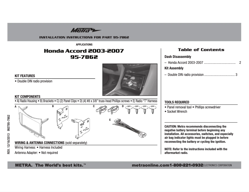 Page n°1 - Mode d'emploi Metra 957862