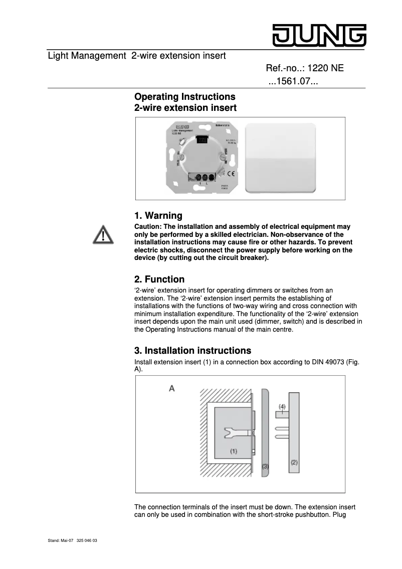 Imagen de la primera página del manual del dispositivo A1561.07BFWW