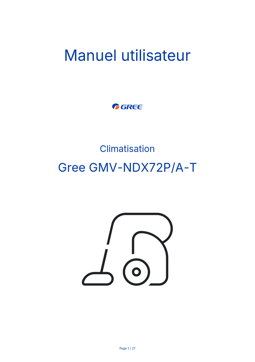 Image de la première page du manuel de l'appareil GMV-NDX72P/A-T