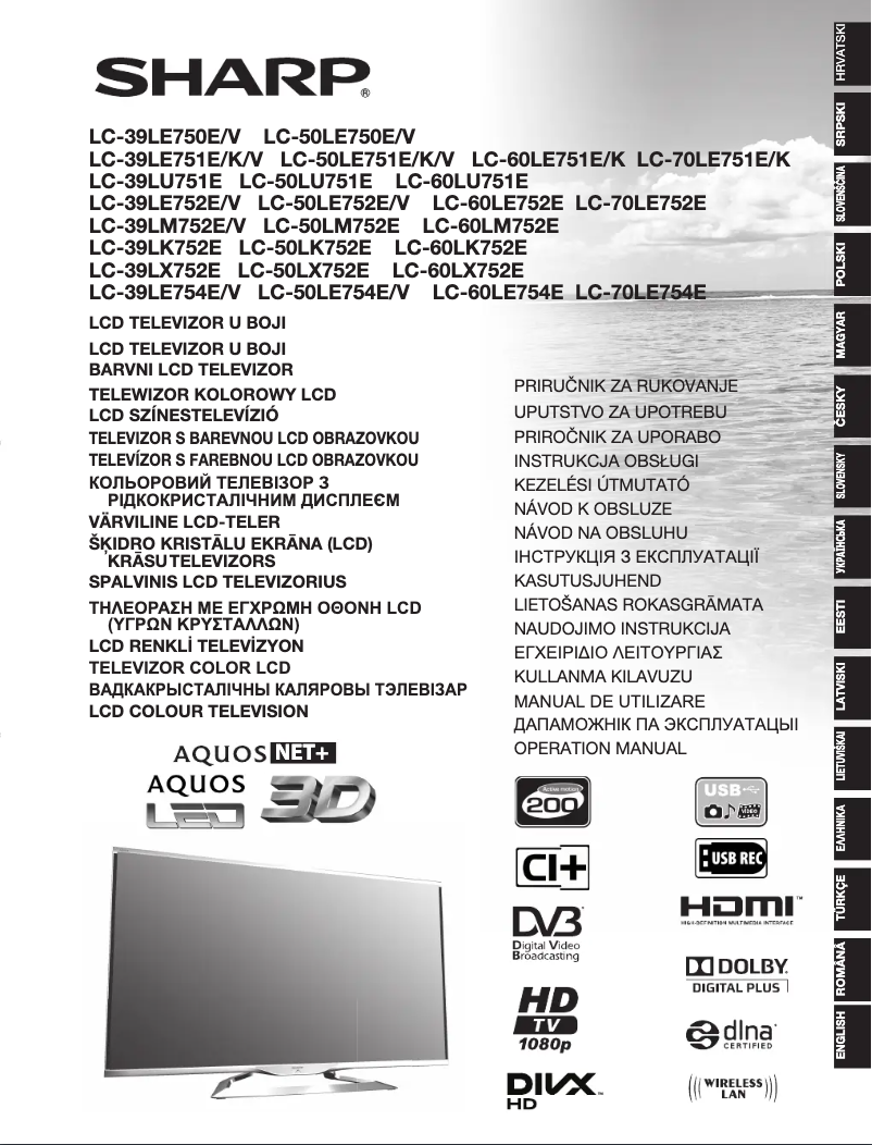 Page n°1 - Manuel utilisateur Sharp LC-50LE752