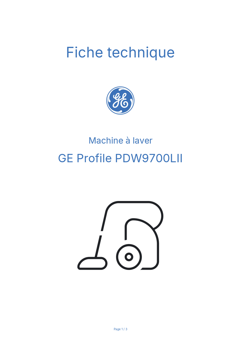 Image de la première page du manuel de l'appareil Profile PDW9700LII
