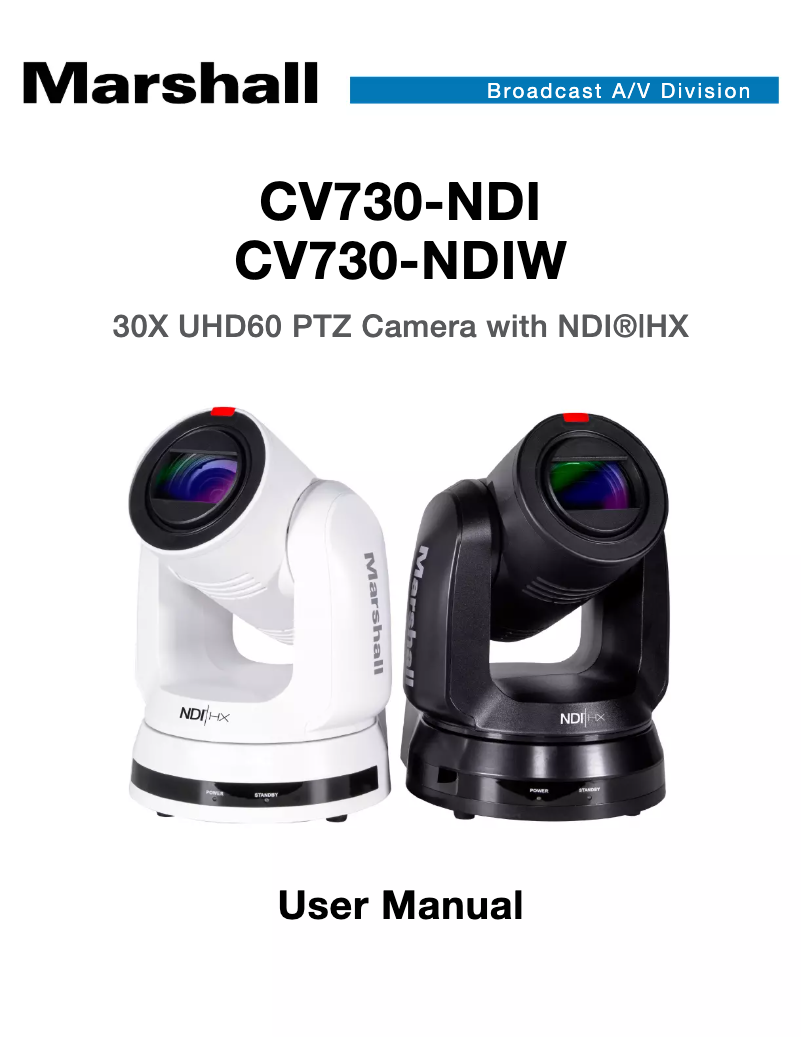 Page n°1 - Manuel utilisateur Marshall Electronics CV730-NDI