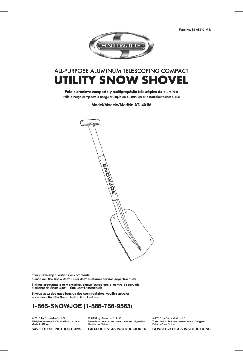 Page 1 de la notice Manuel utilisateur Snow Joe ATJ401M-GLD