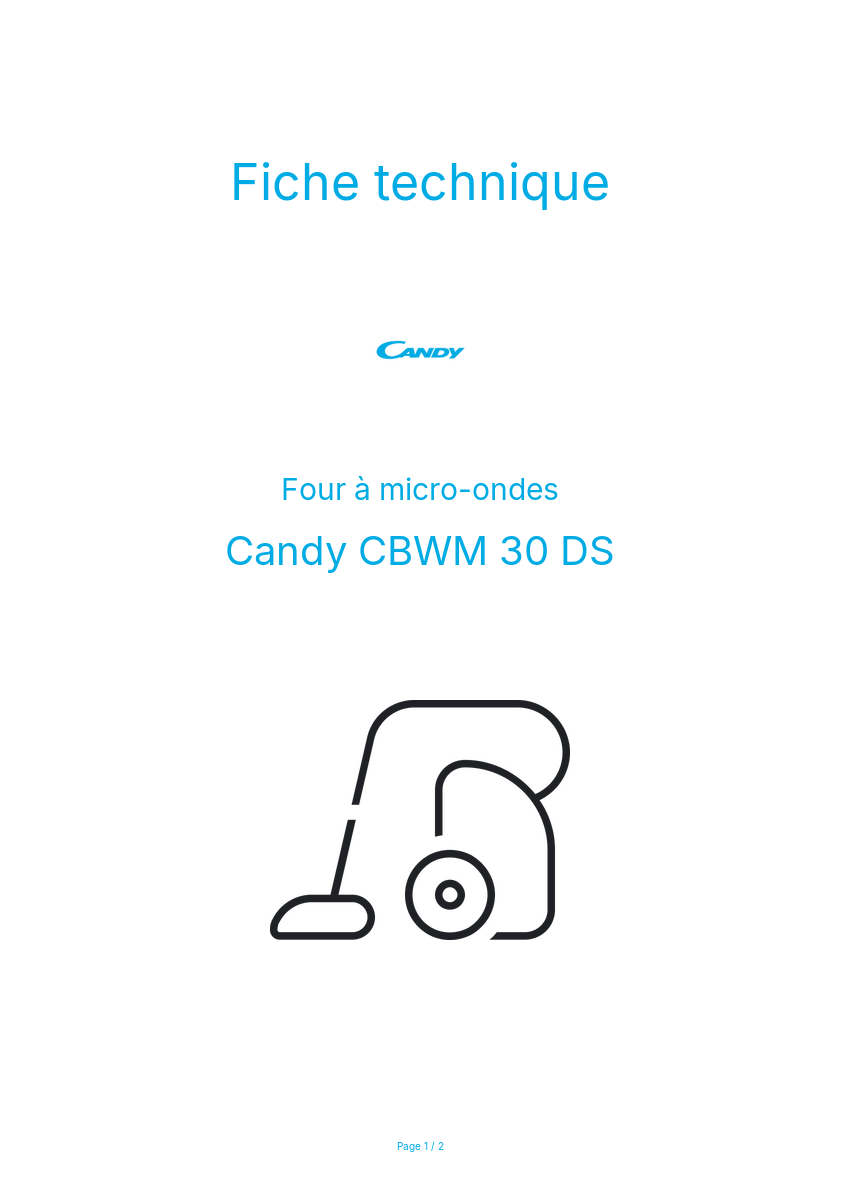 Page n°1 - Fiche technique Candy CBWM 30 DS