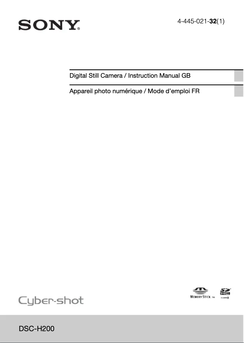 Image de la première page du manuel de l'appareil Cybershot DSC-H200