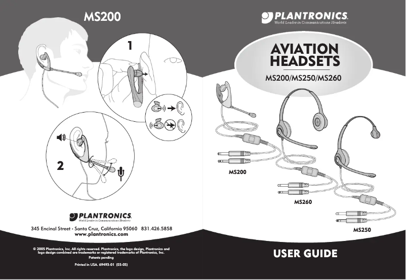Page n°1 - Manuel utilisateur Plantronics MS200-1