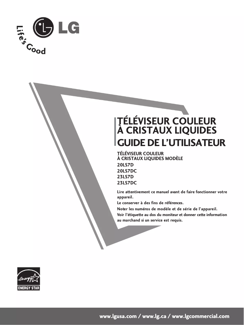Page n°1 - Manuel utilisateur LG 20LS7D