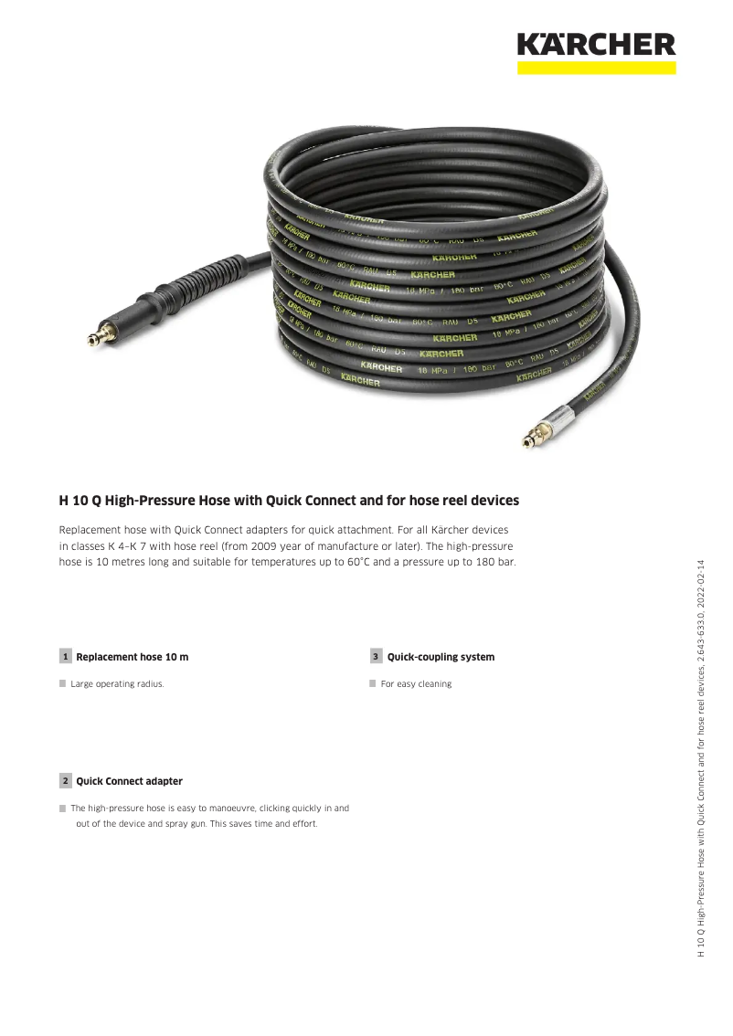 Página 1 del manual Manual de usuario Kärcher H 10 Q High-Pressure Hose Quick Connect