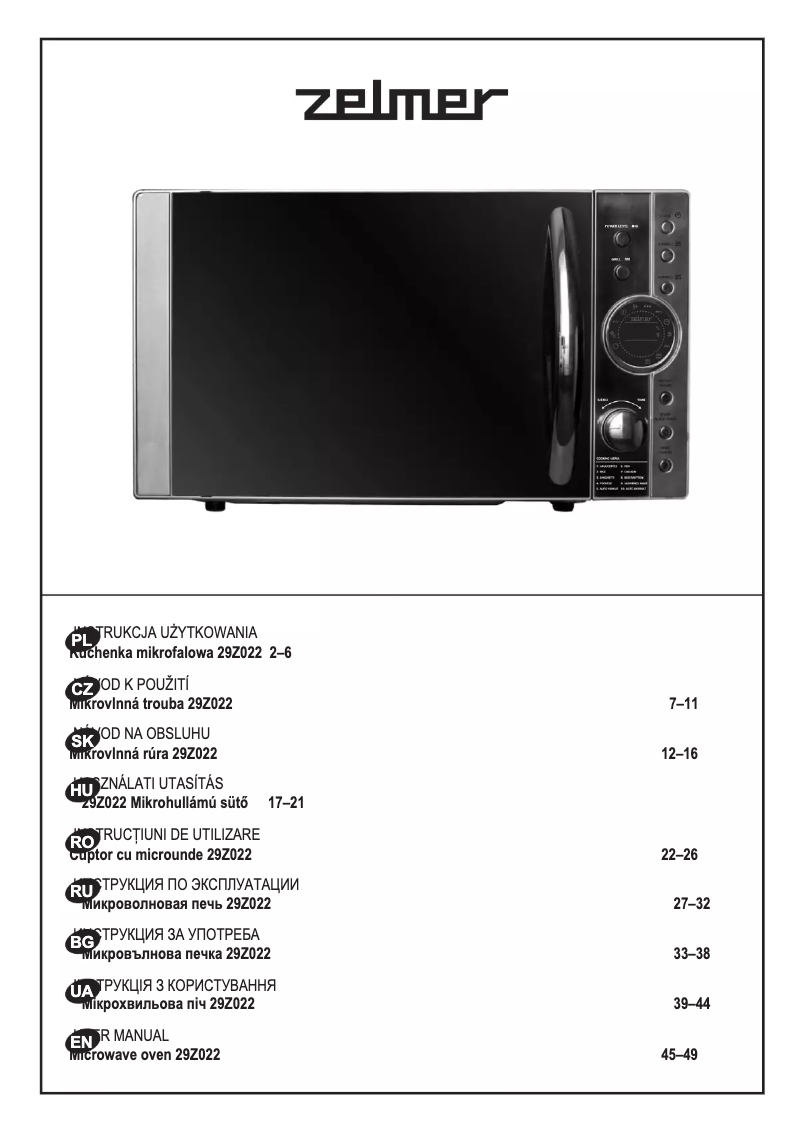 Página 1 del manual Manual de usuario Zelmer ZMW3100X