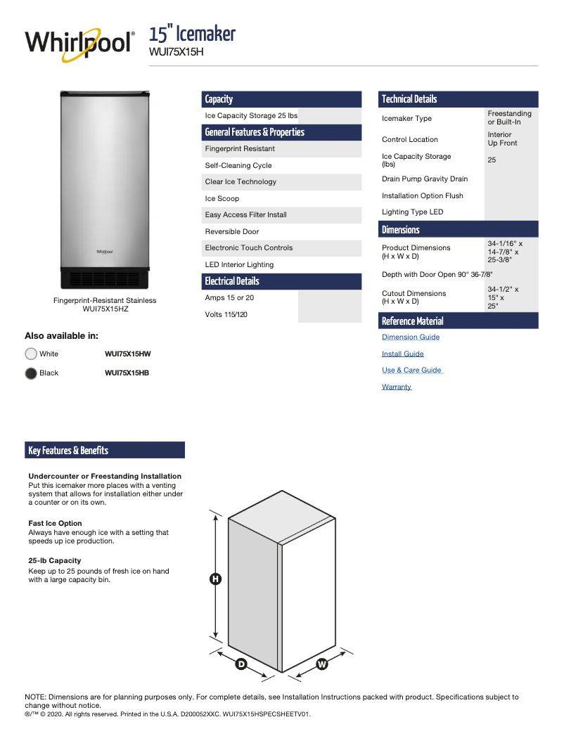 Imagen de la primera página del manual del dispositivo WUI75X15HB