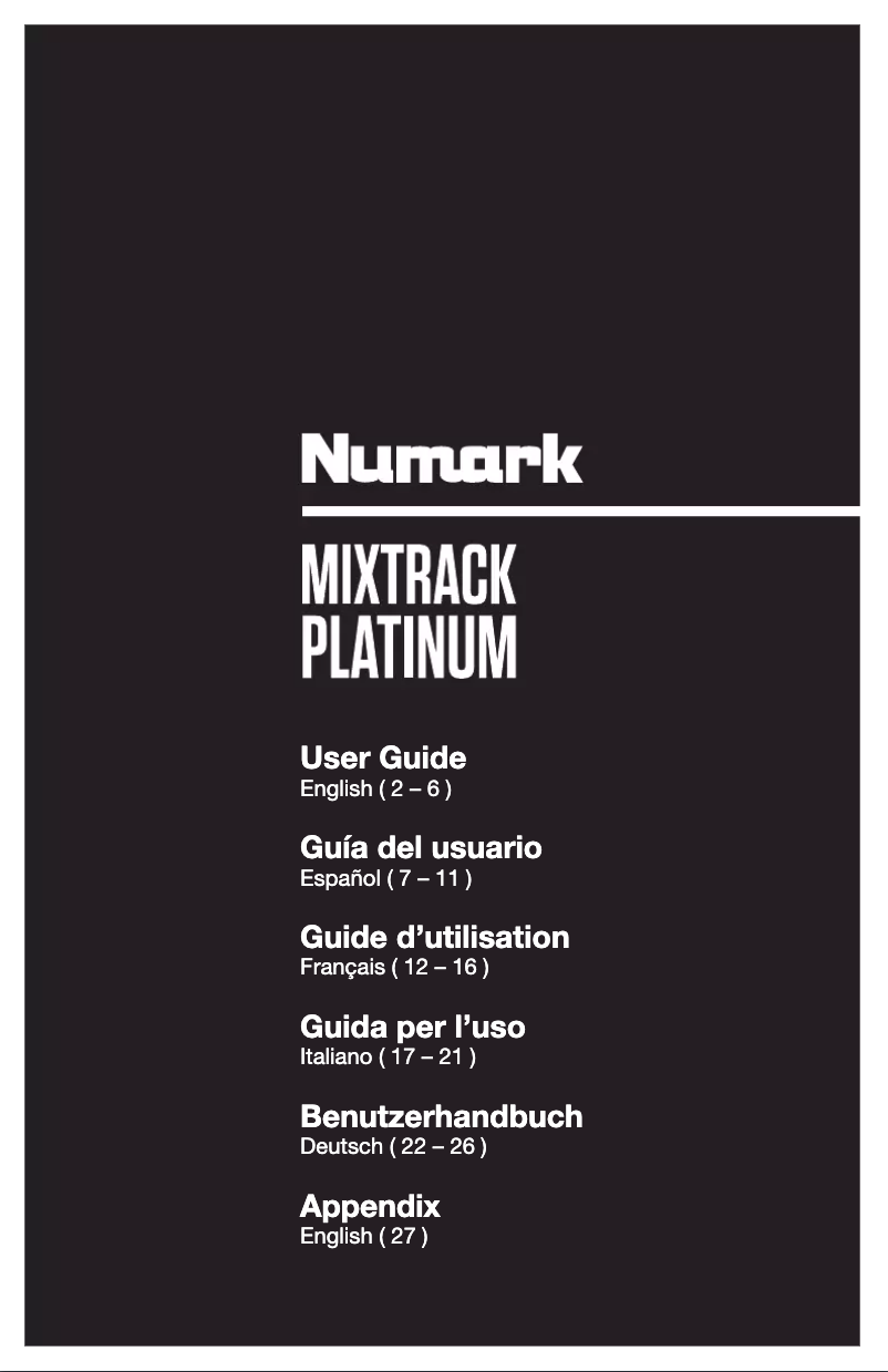Page 1 de la notice Manuel utilisateur Numark Mixtrack Platinum