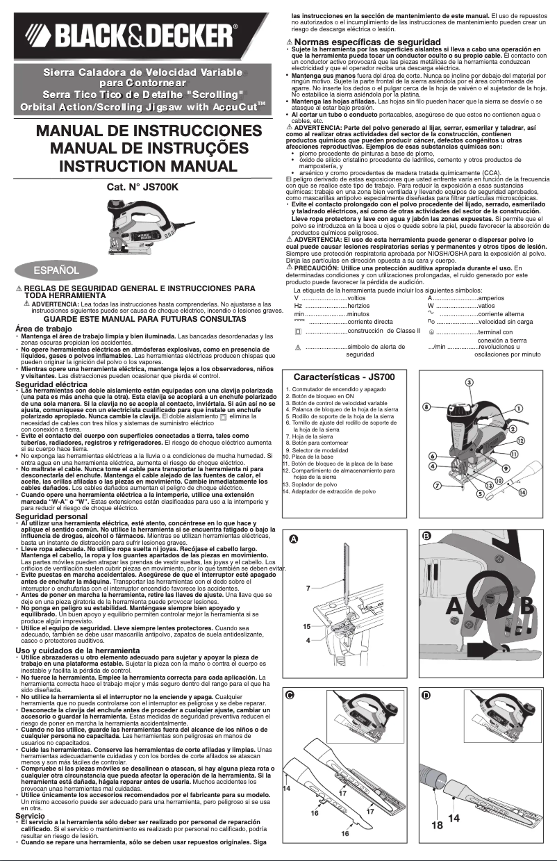 Page 1 de la notice Manuel utilisateur Black & Decker JS700K