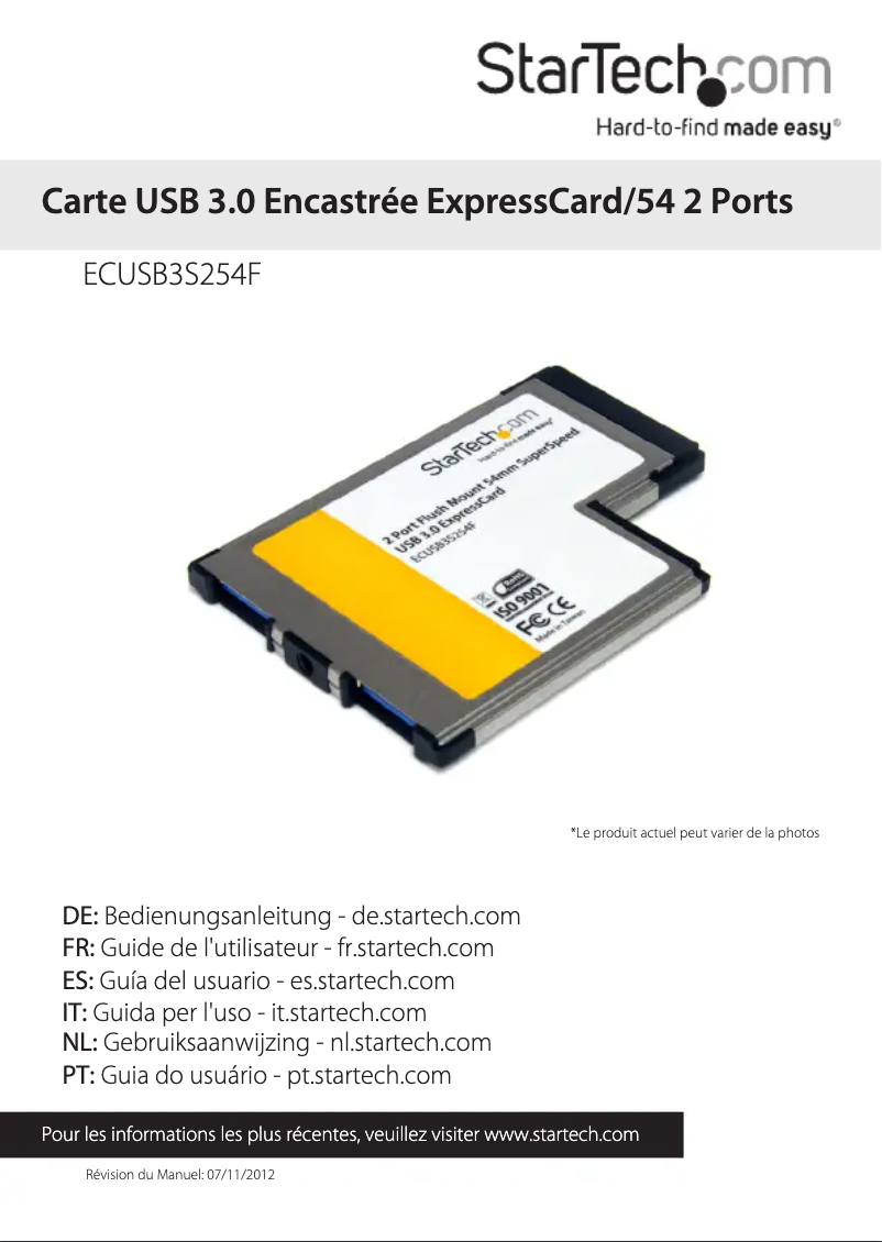 Image de la première page du manuel de l'appareil ECUSB3S254F