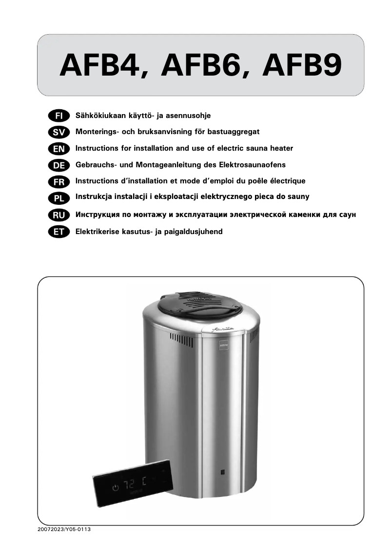 Page 1 de la notice Guide d'installation Harvia Forte AFB6