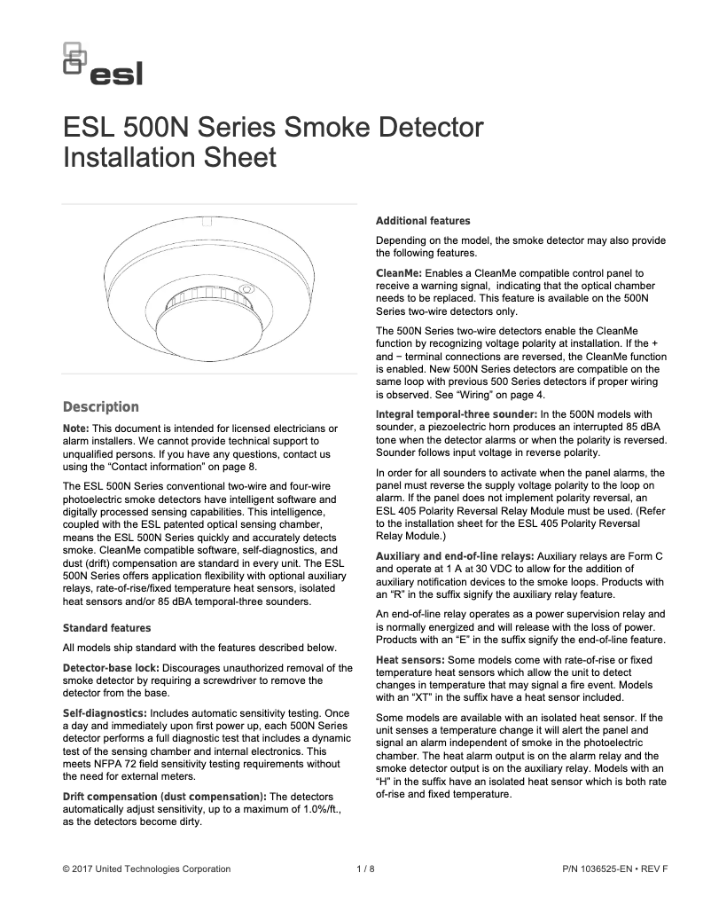 Page 1 de la notice Manuel utilisateur Interlogix ESL 500N