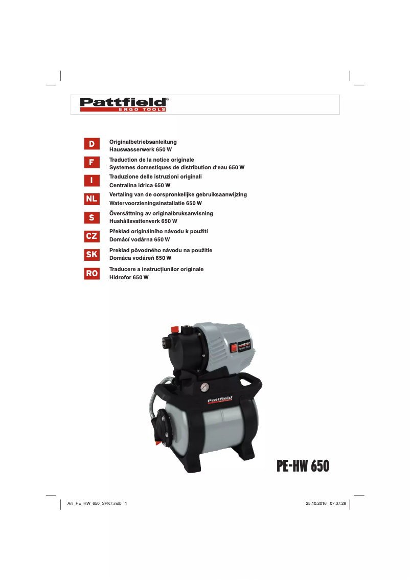 Page 1 de la notice Manuel utilisateur Pattfield PE-HW 650