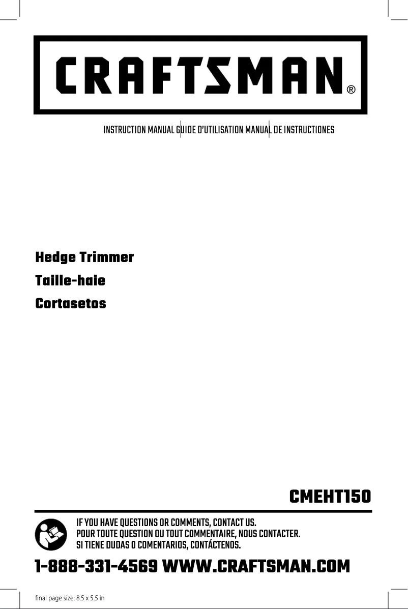 Page 1 de la notice Manuel utilisateur Craftsman CMEHT150