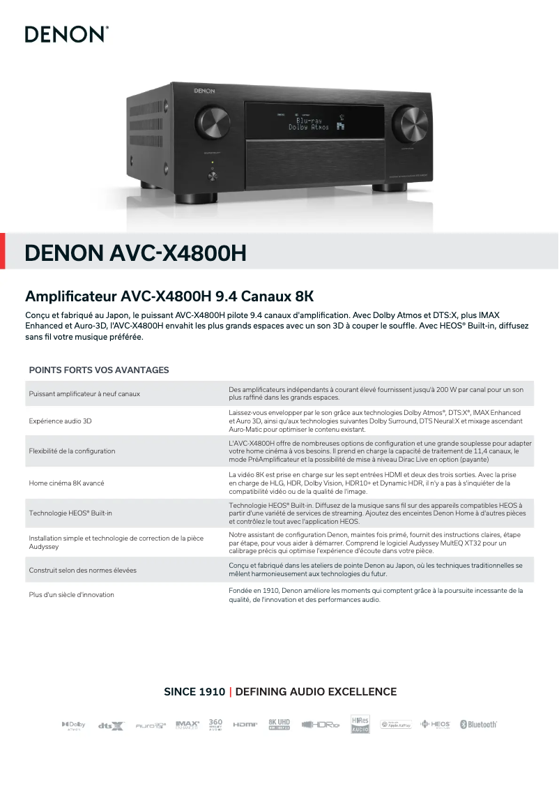Image de la première page du manuel de l'appareil AVC-X4800H