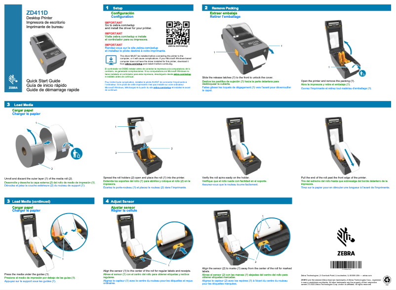 Page n°1 - Manuel utilisateur Zebra ZD411