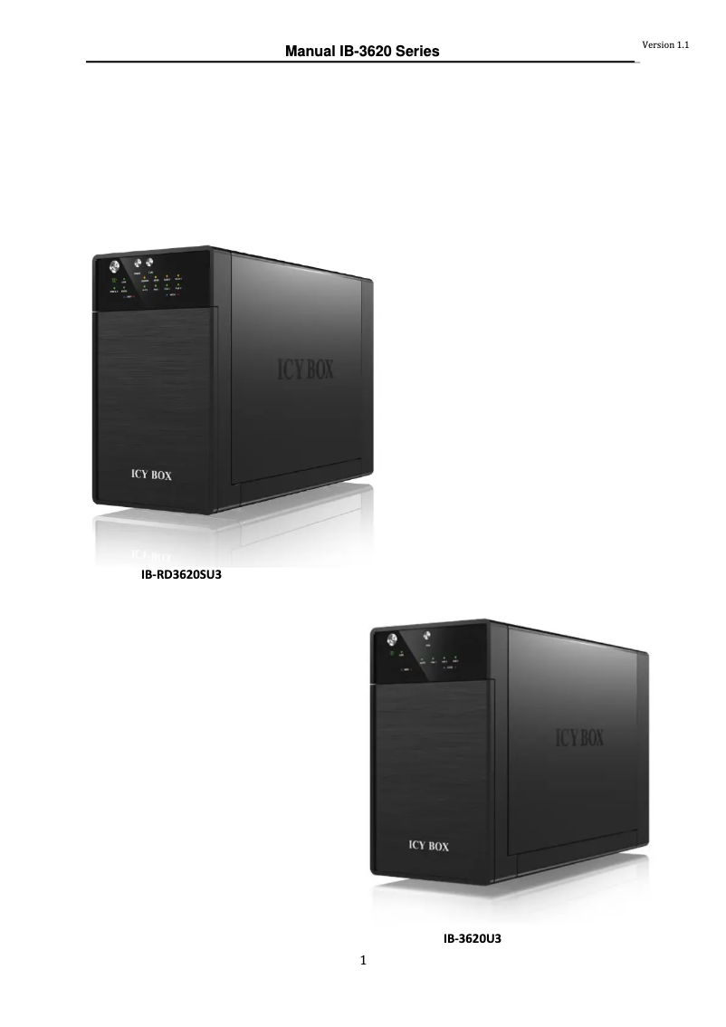 Page 1 de la notice Mode d'emploi Icy Box IB-RD3620SU3