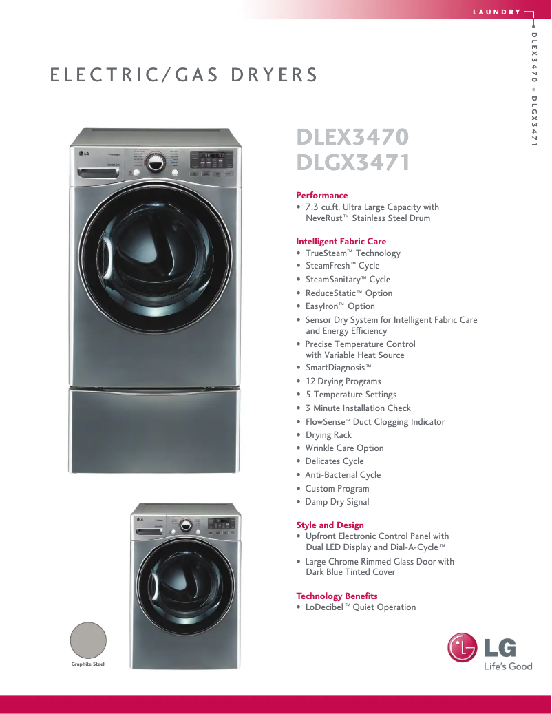 Page n°1 - Fiche technique LG DLGX3471V