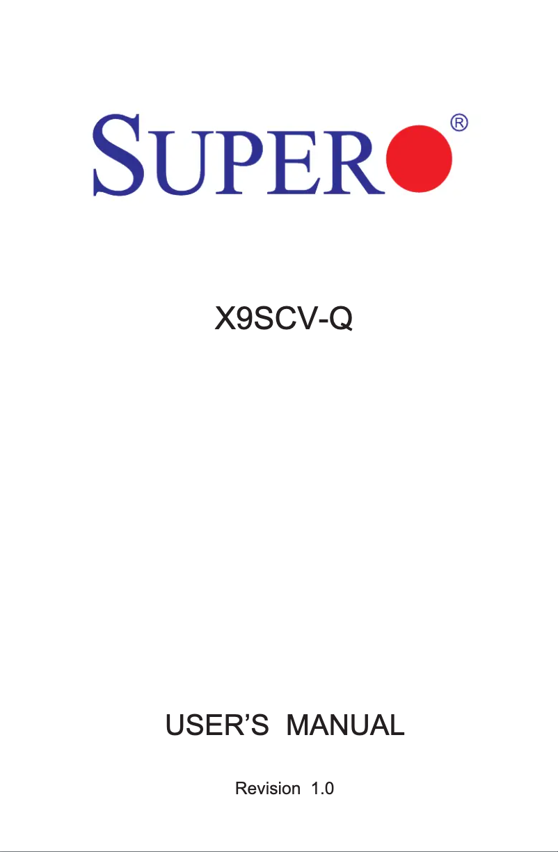 Page n°1 - Manuel utilisateur Supermicro MBD-X9SCV-Q-B