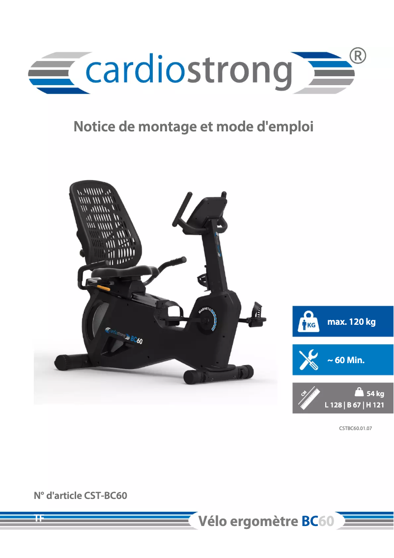 Page n°1 - Manuel utilisateur Cardiostrong BC60