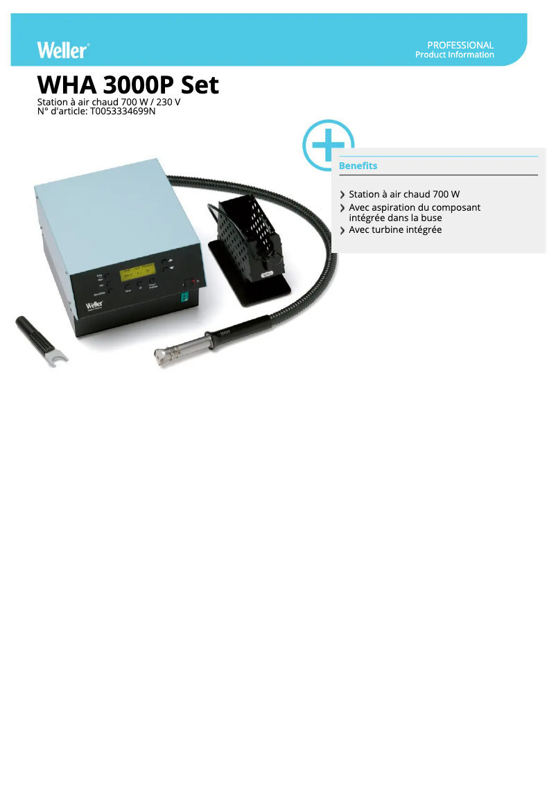 Page 1 de la notice Fiche technique Weller WHA 3000P