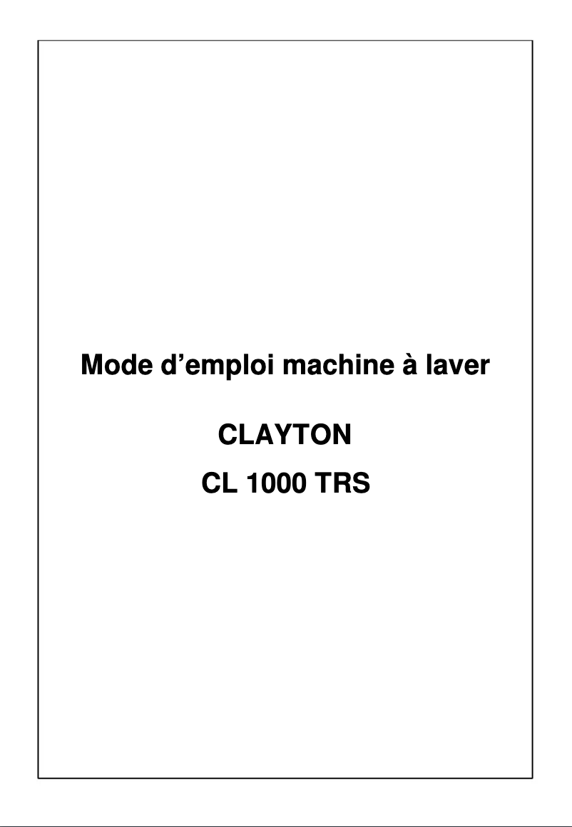 Page 1 de la notice Manuel utilisateur Clayton CL1000TRS