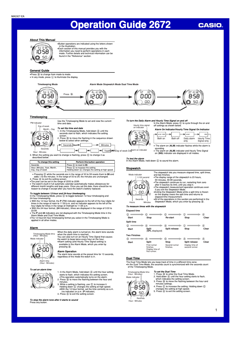 Page 1 de la notice Manuel utilisateur Casio LW200-7AV