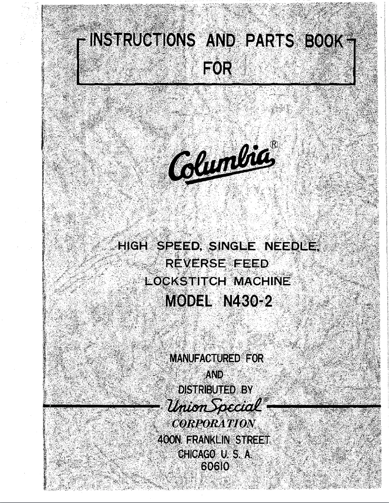 Page n°1 - Manuel utilisateur Union Special Columbia N430-2