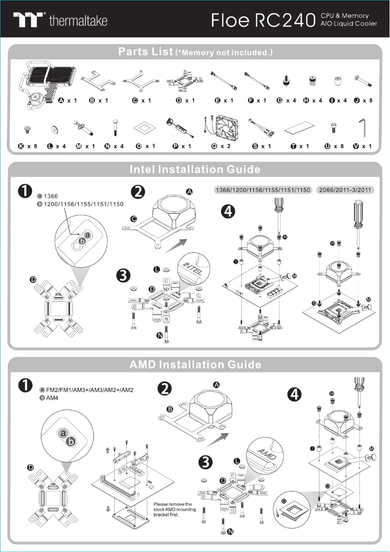 Page 1 de la notice Manuel utilisateur Thermaltake Floe RC240