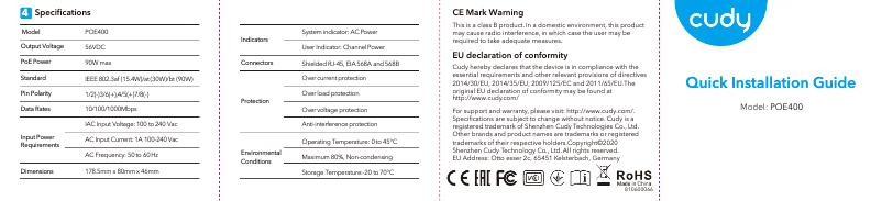Page 1 de la notice Mode d'emploi Cudy POE300