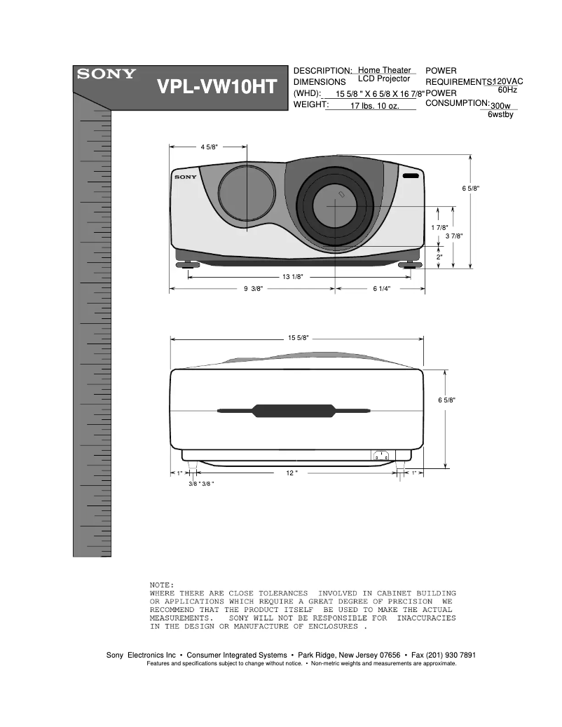Página 1 del manual Guía de instalación Sony VPL-VW10HT