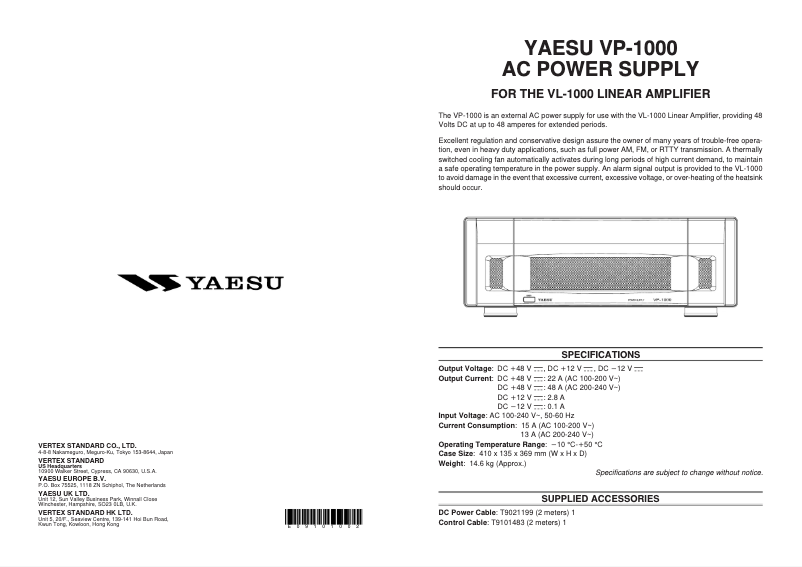 Página 1 del manual Manual de usuario Yaesu VP-1000
