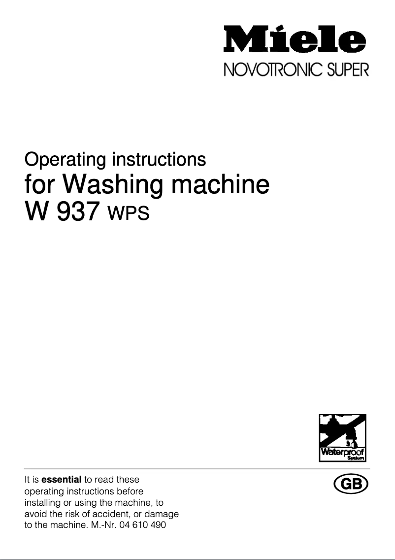 Image de la première page du manuel de l'appareil W 937 WPS