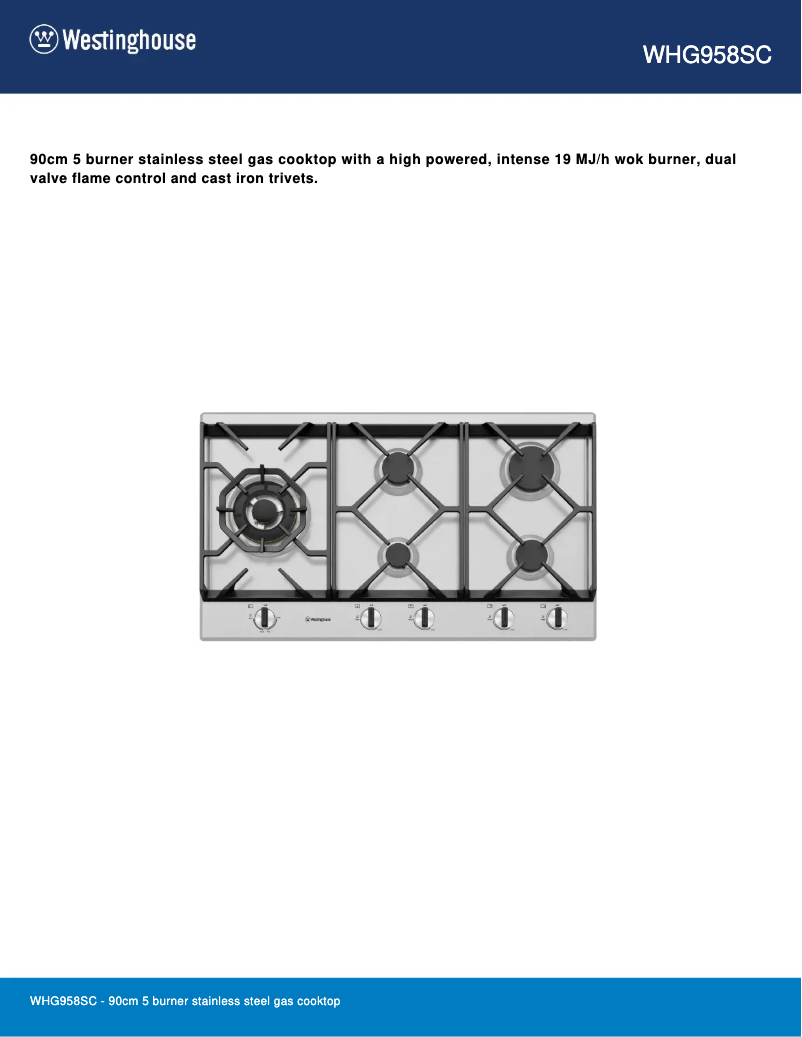 Image de la première page du manuel de l'appareil WHG958SC