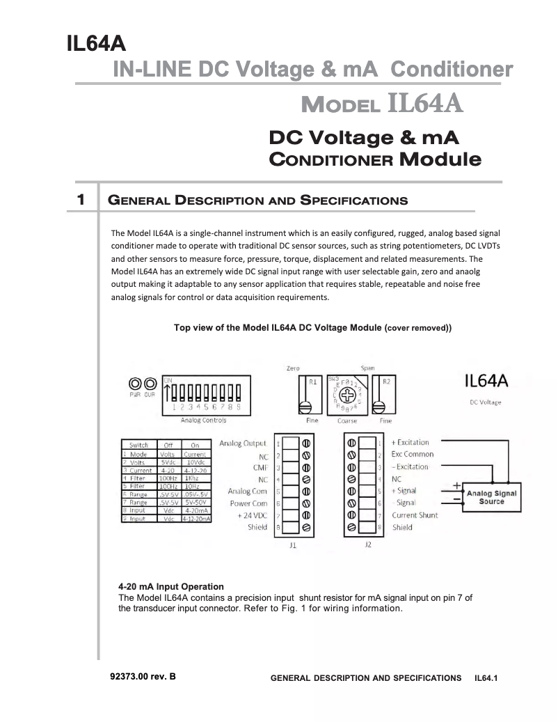First page image of the manual for IL64A