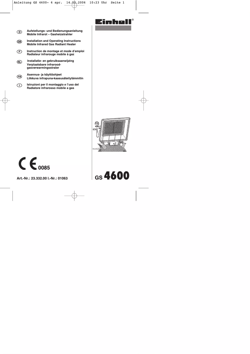 Page 1 de la notice Manuel utilisateur Einhell GS 4600