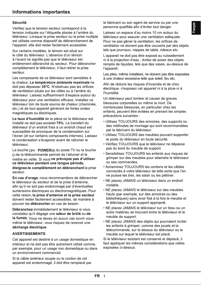 Page 1 de la notice Manuel utilisateur TCL 65P639