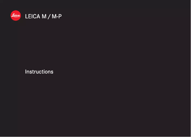 Page 1 de la notice Manuel utilisateur Leica M-P (Typ 240)