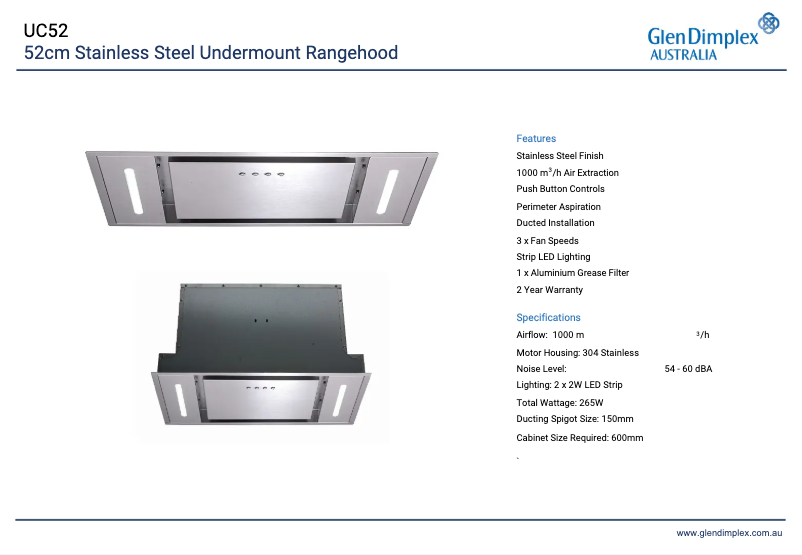 Page 1 de la notice Fiche technique Baumatic UC52