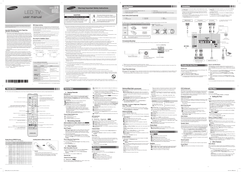 Page 1 de la notice Manuel utilisateur Samsung UN22F5000AF