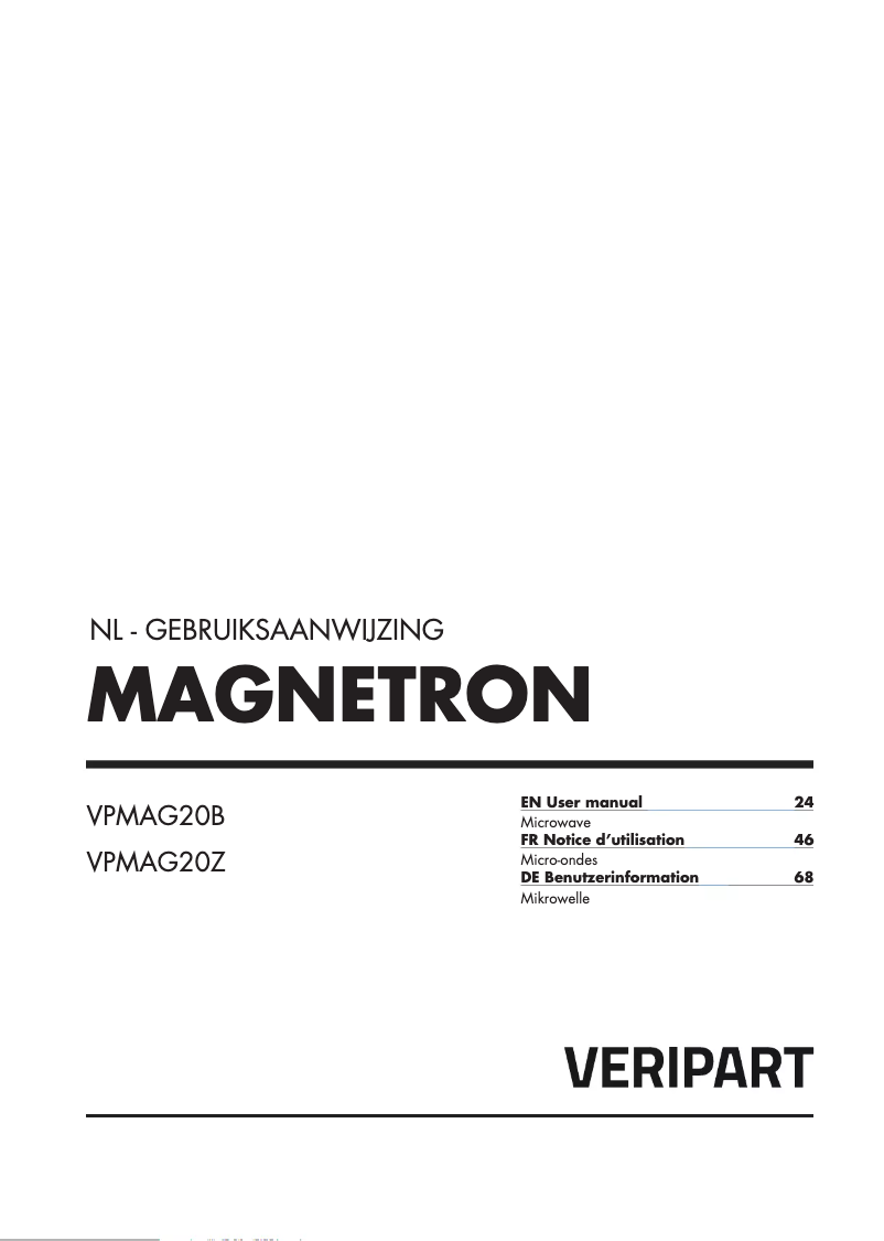 Page 1 de la notice Manuel utilisateur Veripart VPMAG20Z