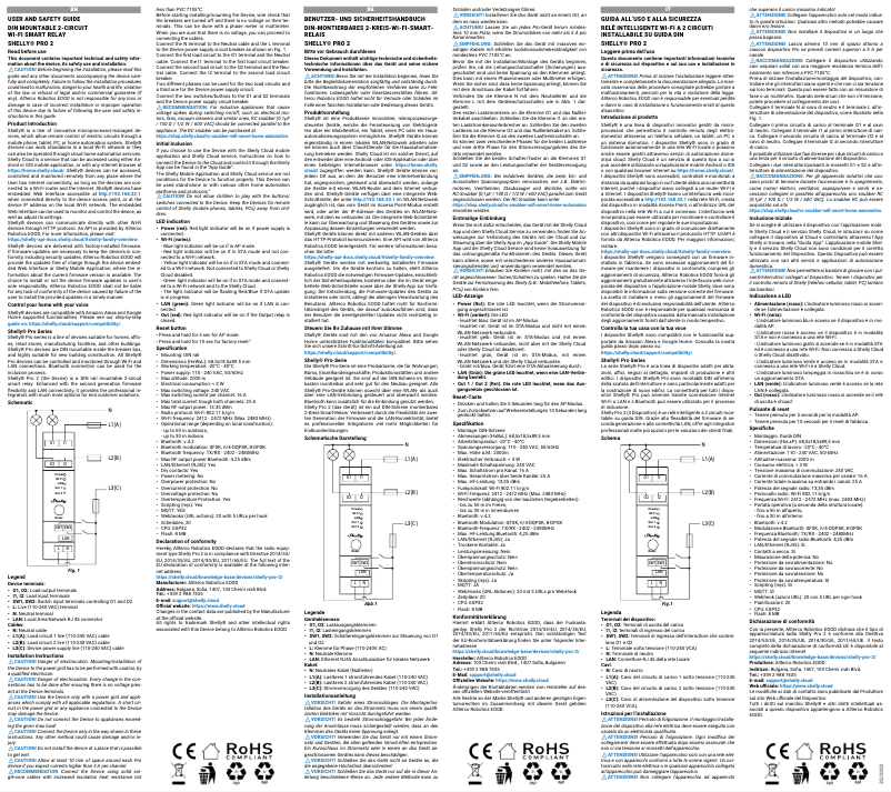 Page 1 de la notice Manuel utilisateur Shelly Pro 2
