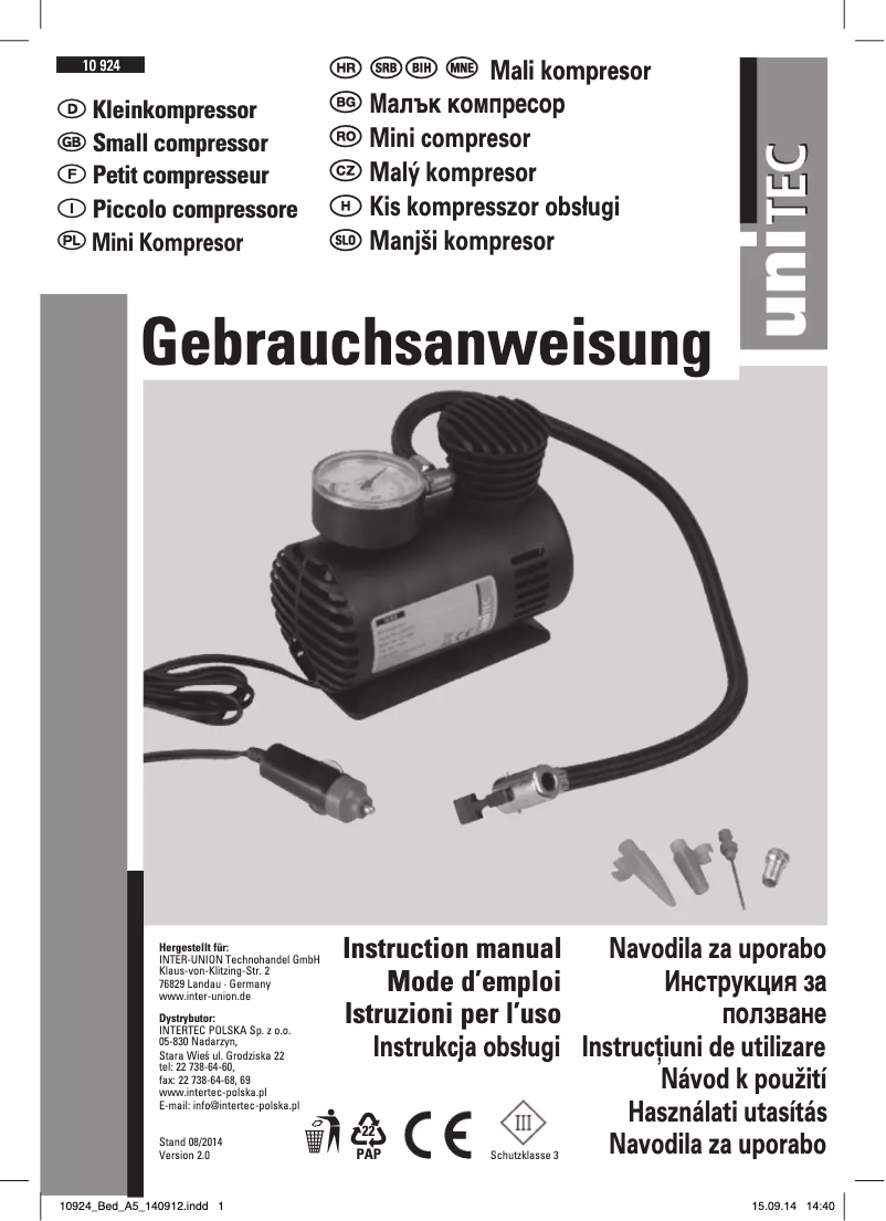 Page n°1 - Manuel utilisateur Cartrend 10924