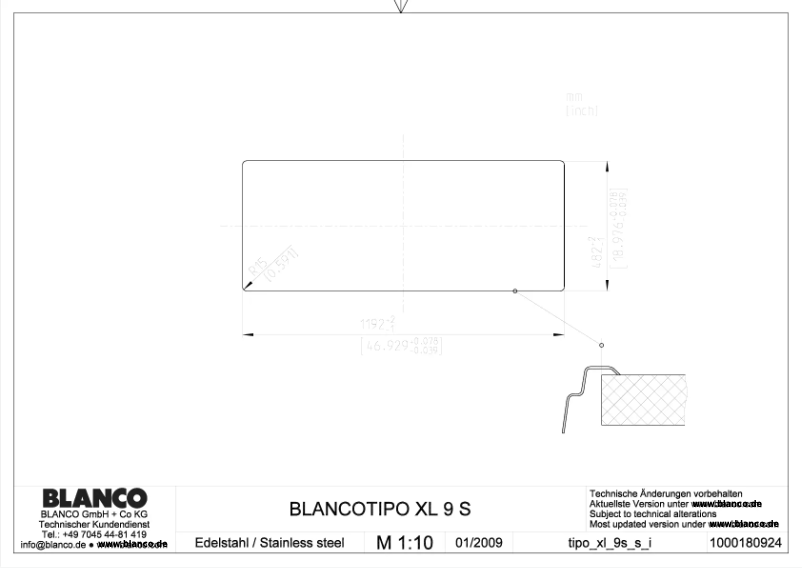Page 1 de la notice Manuel utilisateur BLANCO TIPO XL 9 S
