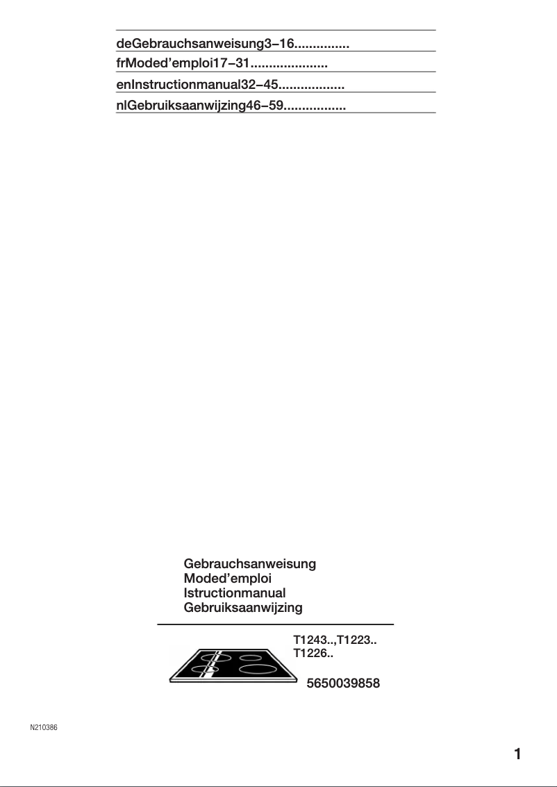 Page 1 de la notice Manuel utilisateur Neff T1223S0