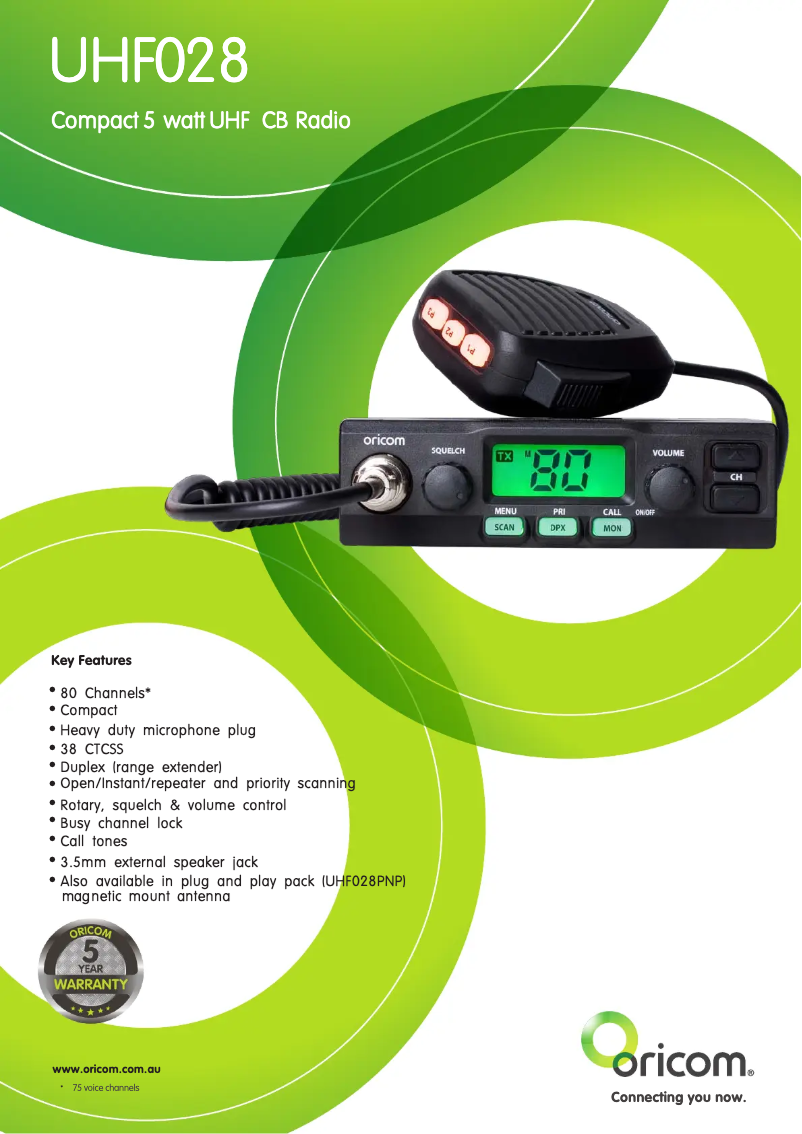 Page n°1 - Fiche technique Oricom UHF028